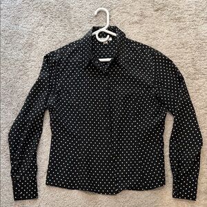 bebe Black and White Polka Dot Blouse